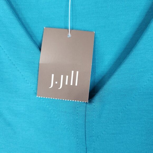 J. Jill Wearever Maxi A-Line Dress XL Blue Cap Sleeves V-Neck Double Face Jersey - Picture 7 of 11